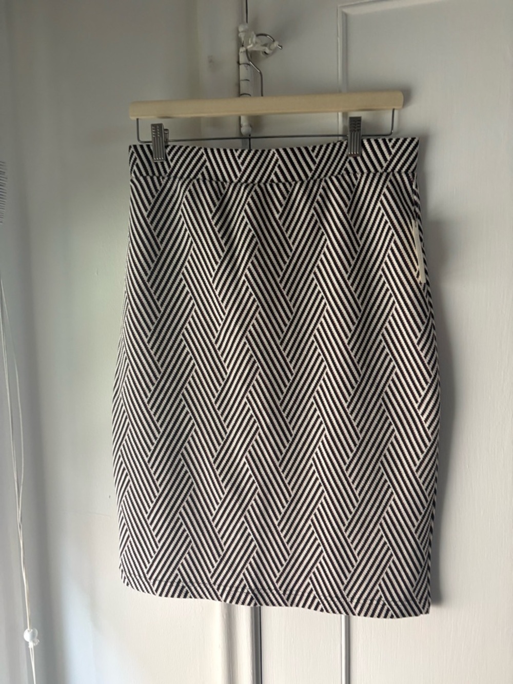 Anthropologie Black and White Zigzag Pencil Skirt